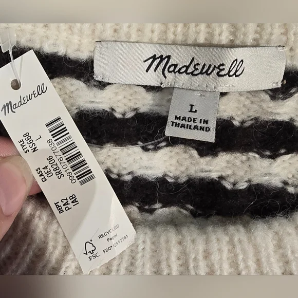 SOLD!!!!!! Madewell Mixed Stripe Pullover Sweater Size Large - Picture 2 of 6